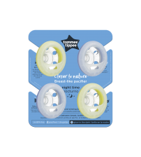 Suzeta de noapte Tommee Tippee Closer to Nature "Breast like pacifier", 0-6 luni , Gri/Galben, 4 buc